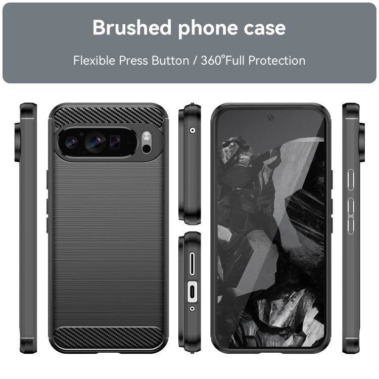 For Google Pixel 9 Pro XL Carbon Fiber Brushed Texture TPU Phone Case