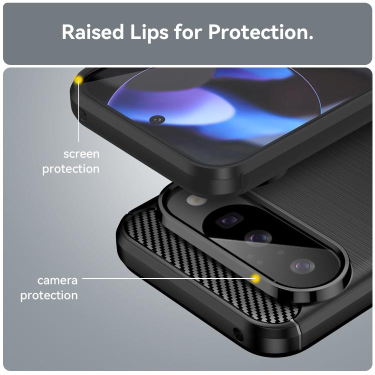For Google Pixel 10 Pro Carbon Fiber Brushed Texture TPU Phone Case