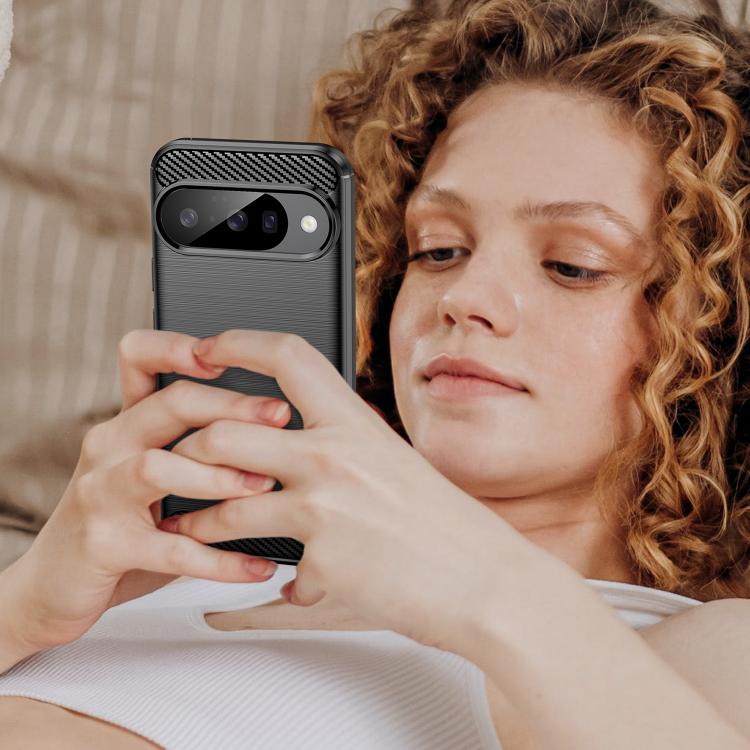 For Google Pixel 10 Pro Carbon Fiber Brushed Texture TPU Phone Case