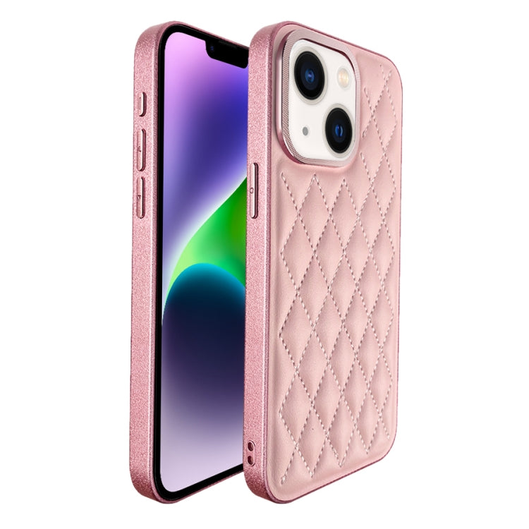 For iPhone 14 Plaid Series 9D Electroplated Phone Case