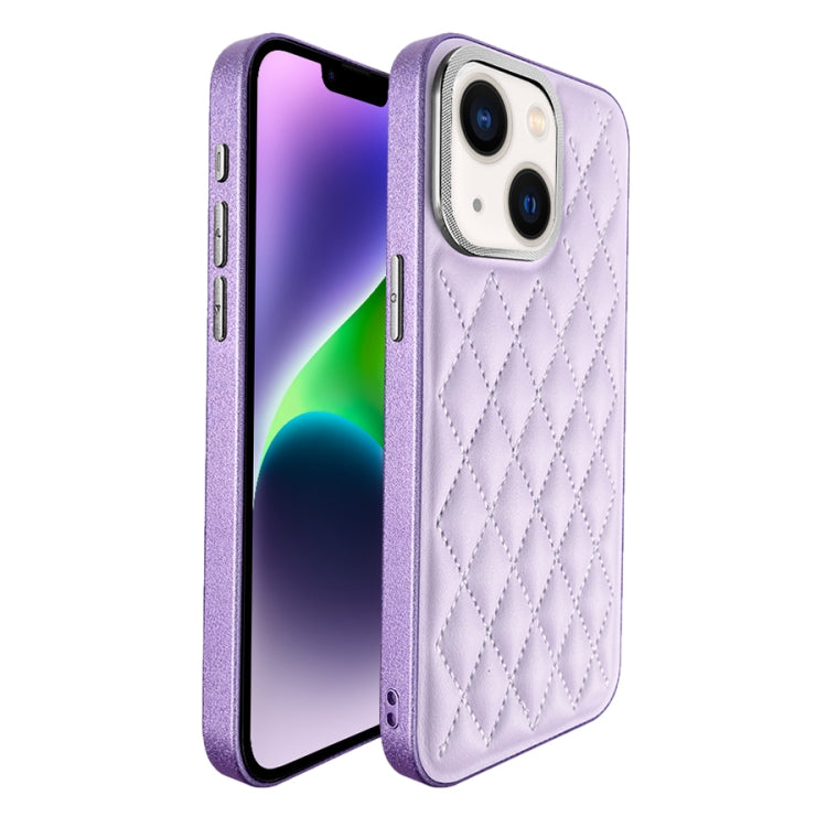 For iPhone 14 Plaid Series 9D Electroplated Phone Case