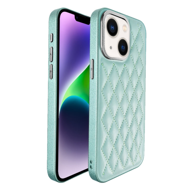 For iPhone 14 Plaid Series 9D Electroplated Phone Case