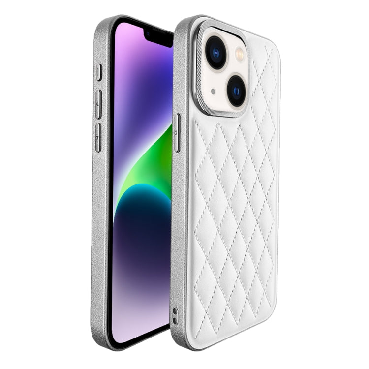 For iPhone 14 Plaid Series 9D Electroplated Phone Case