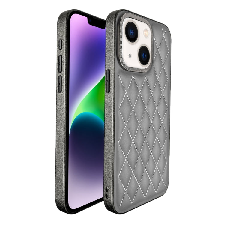For iPhone 14 Plus Plaid Series 9D Electroplated Phone Case