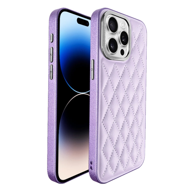 For iPhone 14 Pro Max Plaid Series 9D Electroplated Phone Case