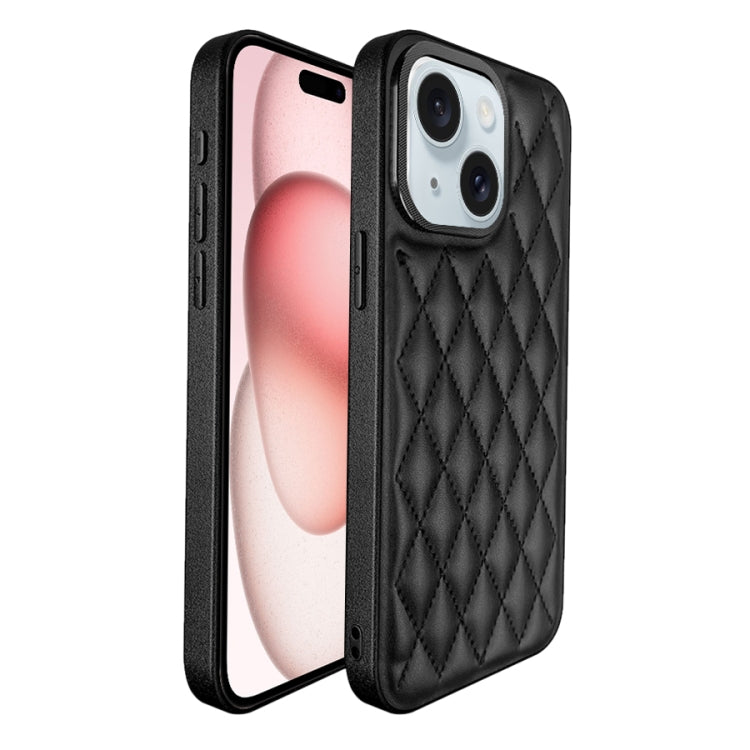 For iPhone 15 Plus Plaid Series 9D Electroplated Phone Case