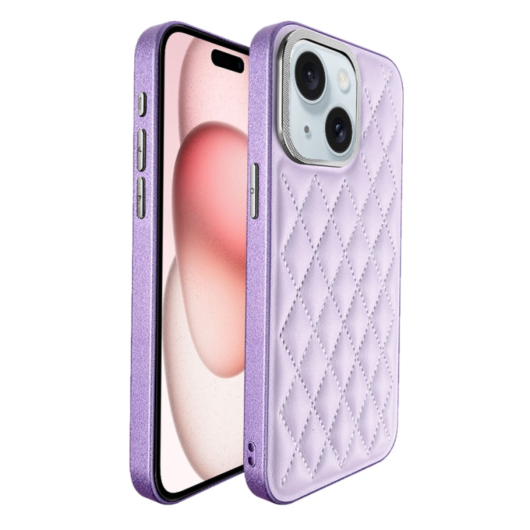 For iPhone 15 Plus Plaid Series 9D Electroplated Phone Case