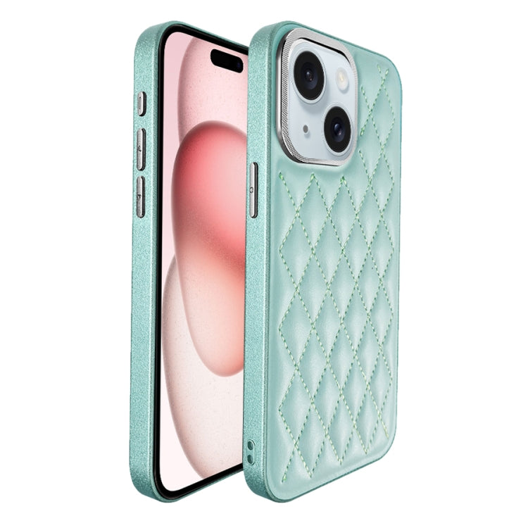 For iPhone 15 Plus Plaid Series 9D Electroplated Phone Case