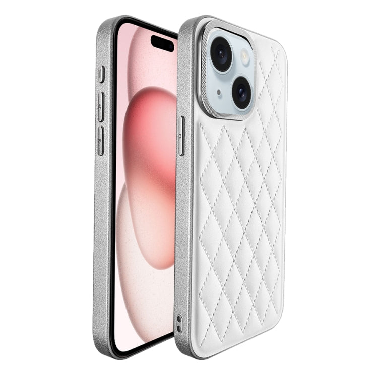 For iPhone 15 Plus Plaid Series 9D Electroplated Phone Case