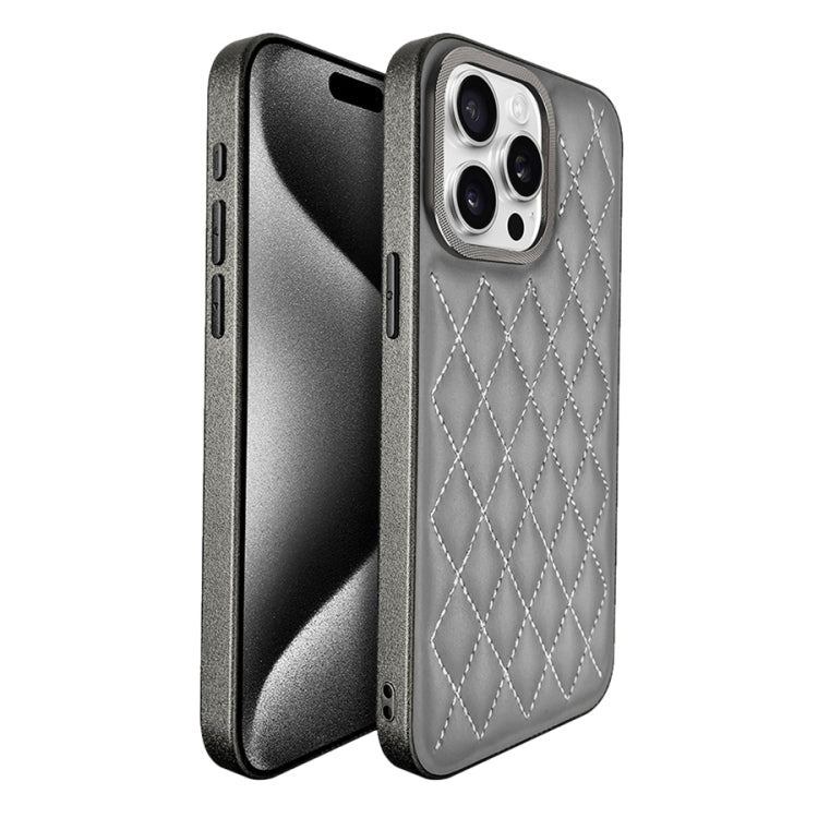 For iPhone 15 Pro Plaid Series 9D Electroplated Phone Case