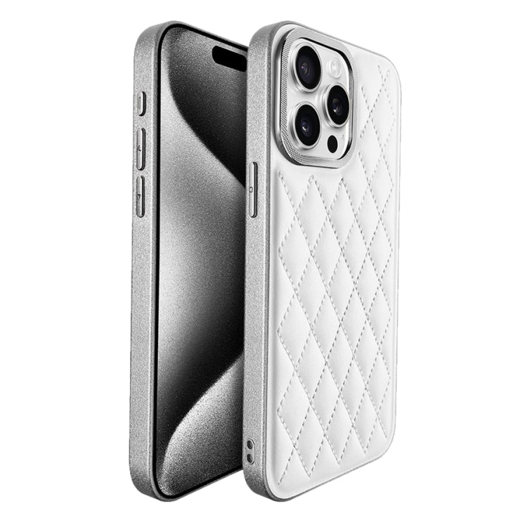 For iPhone 15 Pro Plaid Series 9D Electroplated Phone Case