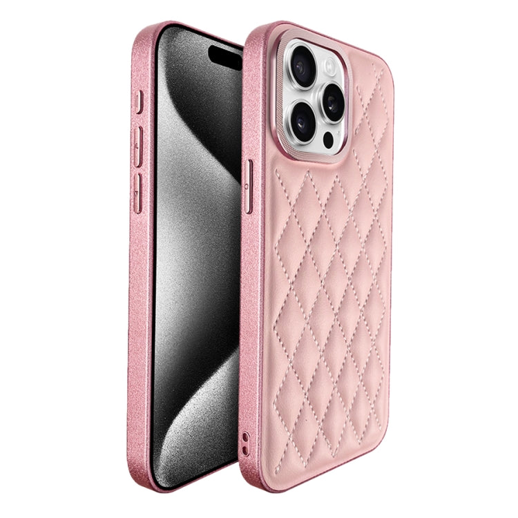 For iPhone 15 Pro Max Plaid Series 9D Electroplated Phone Case
