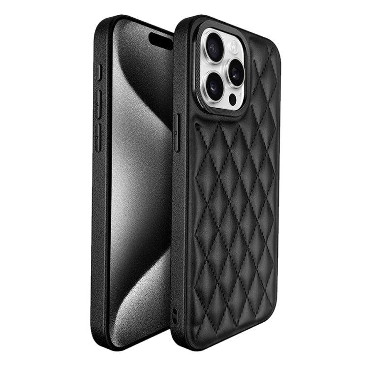 For iPhone 15 Pro Max Plaid Series 9D Electroplated Phone Case