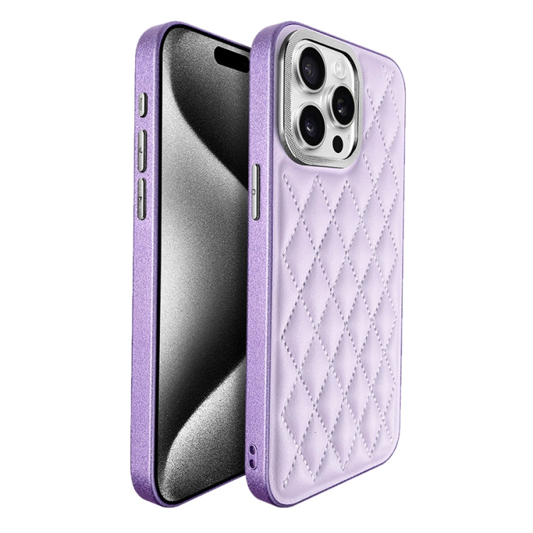 For iPhone 15 Pro Max Plaid Series 9D Electroplated Phone Case