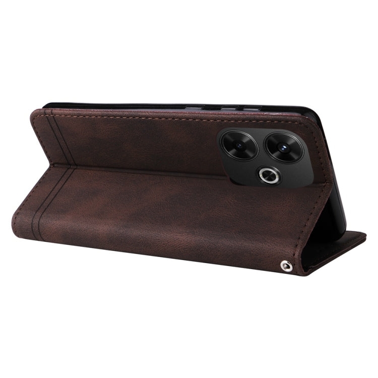 For Redmi 13 4G / Redmi Note 13R Skin Feel Life Tree Metal Button Leather Phone Case