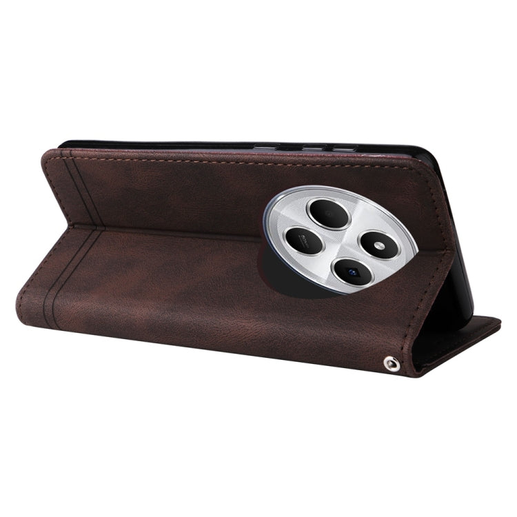 For Redmi 14C 4G Skin Feel Life Tree Metal Button Leather Phone Case