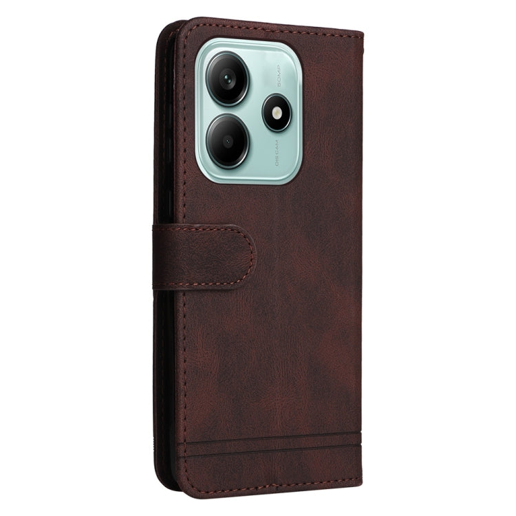 For Redmi Note 14 5G Skin Feel Life Tree Metal Button Leather Phone Case