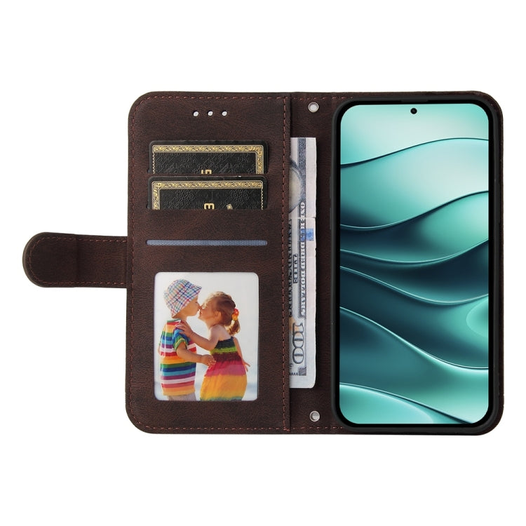 For Redmi Note 14 5G Skin Feel Life Tree Metal Button Leather Phone Case