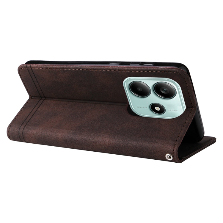 For Redmi Note 14 5G Skin Feel Life Tree Metal Button Leather Phone Case