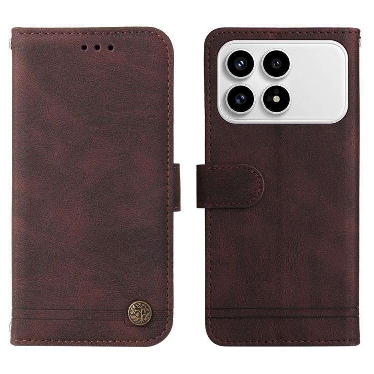 For Redmi K90 / Xiaomi Poco F8 Pro 5G Skin Feel Life Tree Metal Button Leather Phone Case