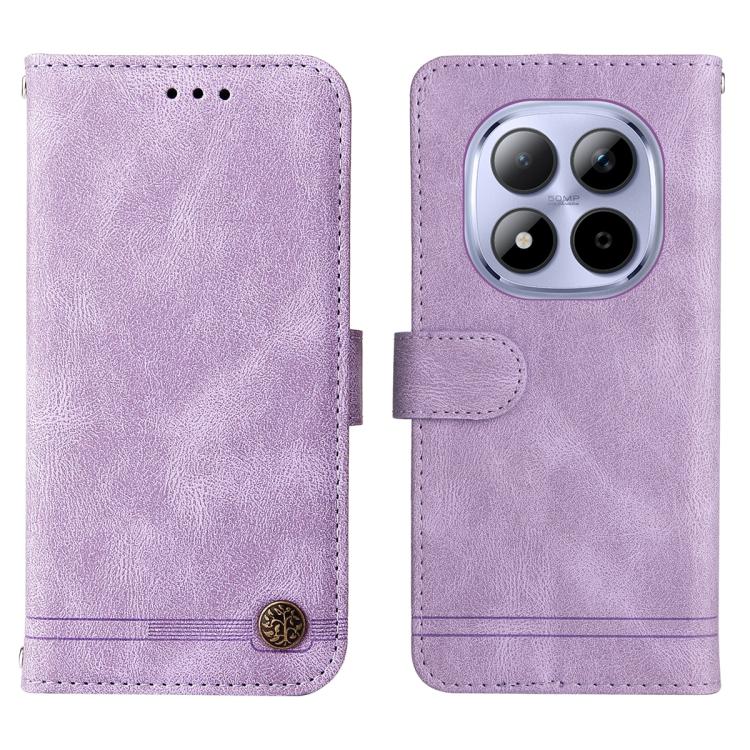 For Redmi Note 15 Pro 4G Global 163.2mm Skin Feel Life Tree Metal Button Leather Phone Case