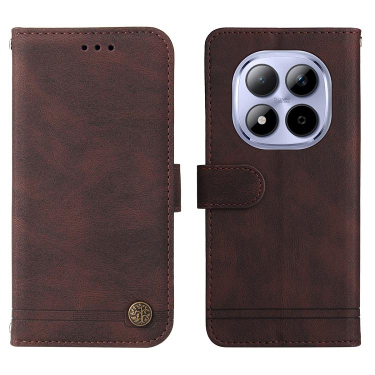 For Redmi Note 15 Pro 4G Global 163.2mm Skin Feel Life Tree Metal Button Leather Phone Case