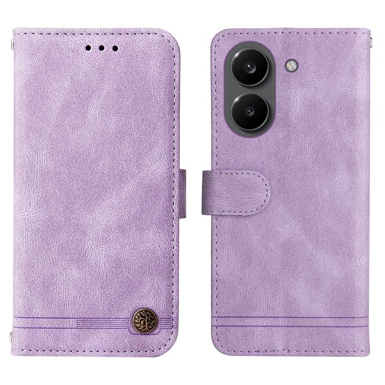 For Redmi Turbo 5 5G / Poco X8 Pro 5G Skin Feel Life Tree Metal Button Leather Phone Case