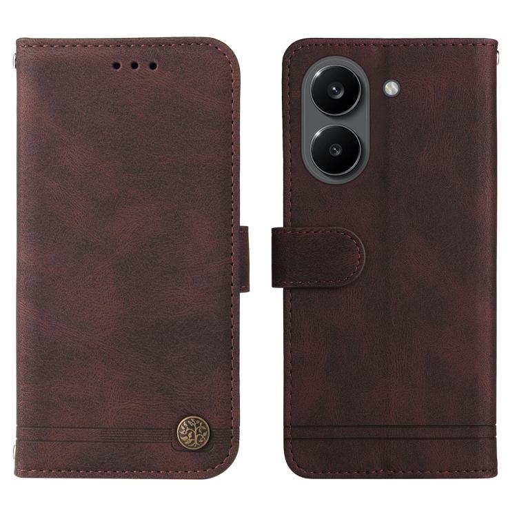 For Redmi Turbo 5 5G / Poco X8 Pro 5G Skin Feel Life Tree Metal Button Leather Phone Case