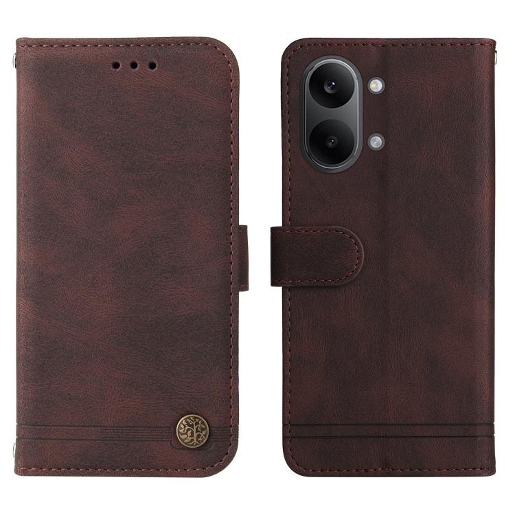 For Redmi Turbo 5 Max 5G / Poco X8 Pro Max 5G Skin Feel Life Tree Metal Button Leather Phone Case