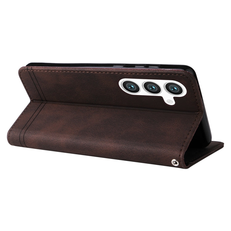 For Samsung Galaxy S25+ 5G Skin Feel Life Tree Metal Button Leather Phone Case