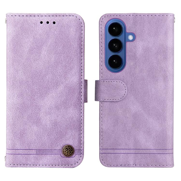 For Samsung Galaxy S26 5G Skin Feel Life Tree Metal Button Leather Phone Case
