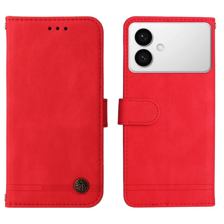 For Samsung Galaxy S26 Edge 5G Skin Feel Life Tree Metal Button Leather Phone Case