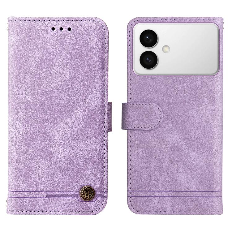 For Samsung Galaxy S26 Edge 5G Skin Feel Life Tree Metal Button Leather Phone Case