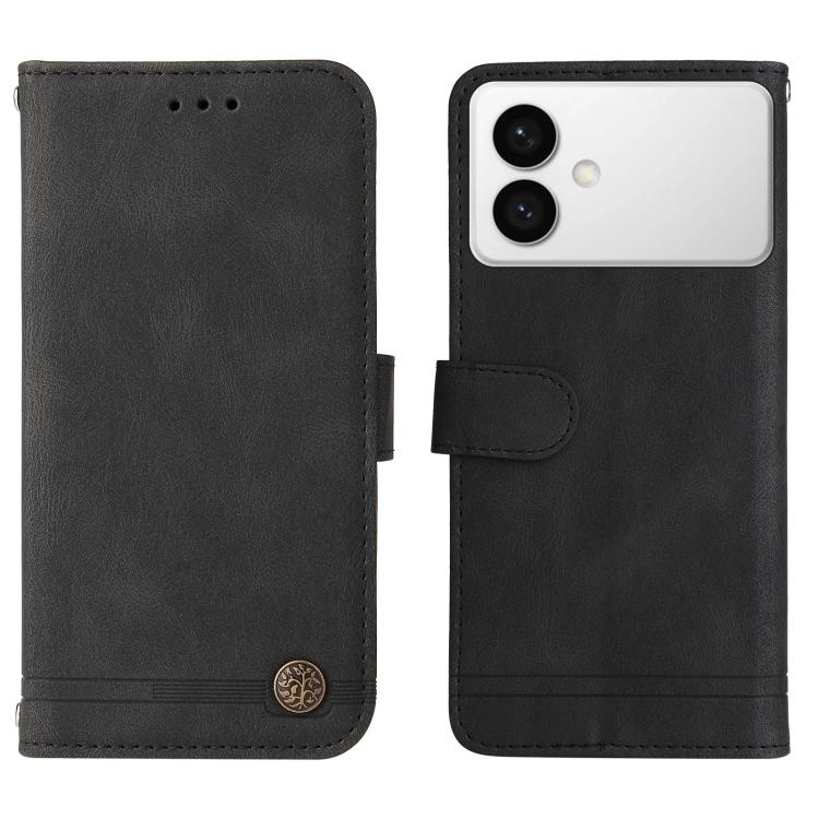 For Samsung Galaxy S26 Edge 5G Skin Feel Life Tree Metal Button Leather Phone Case