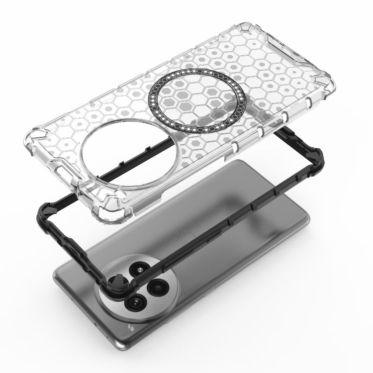 For OnePlus Ace 3 Pro 5G Honeycomb Magnetic Ring Shockproof Phone Case