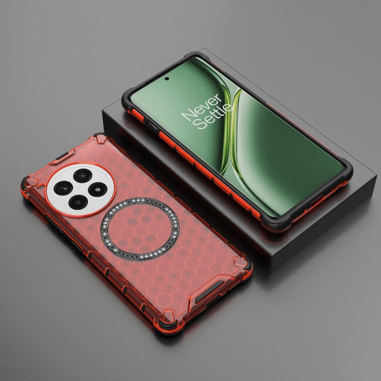 For OnePlus Ace 3 Pro 5G Honeycomb Magnetic Ring Shockproof Phone Case