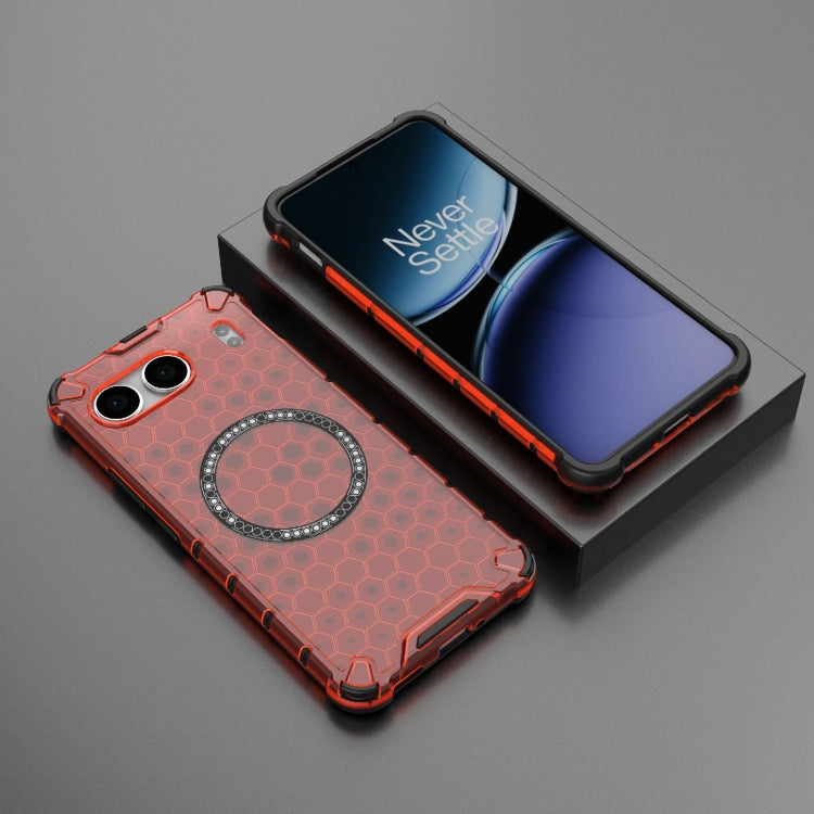 For OnePlus Nord 4 5G Global Honeycomb Magnetic Ring Shockproof Phone Case