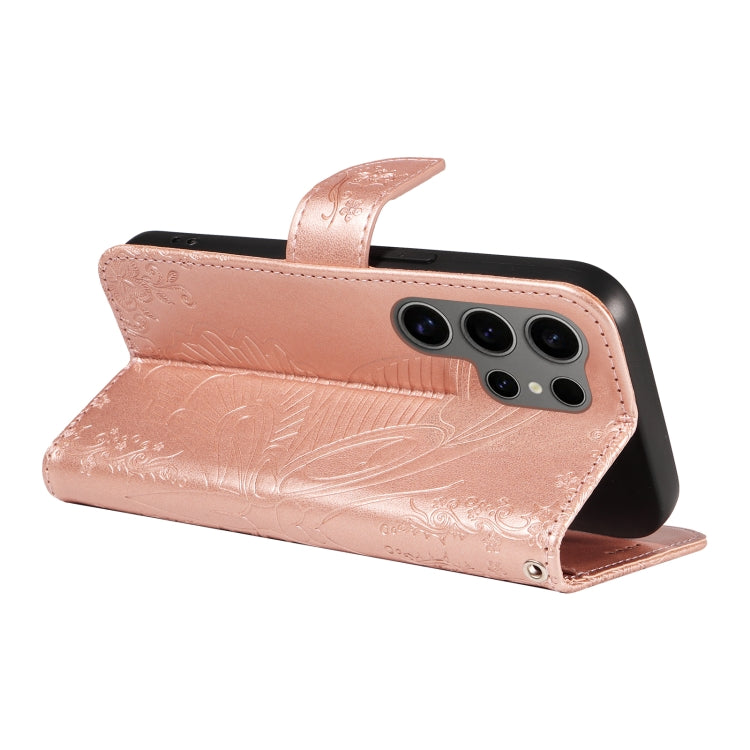 For Galaxy S25 Ultra 5G Swallowtail Butterfly Embossed Leather Phone Case