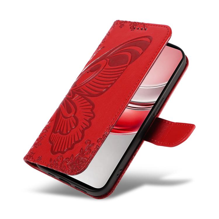 For Realme 14x 5G Swallowtail Butterfly Embossed Leather Phone Case