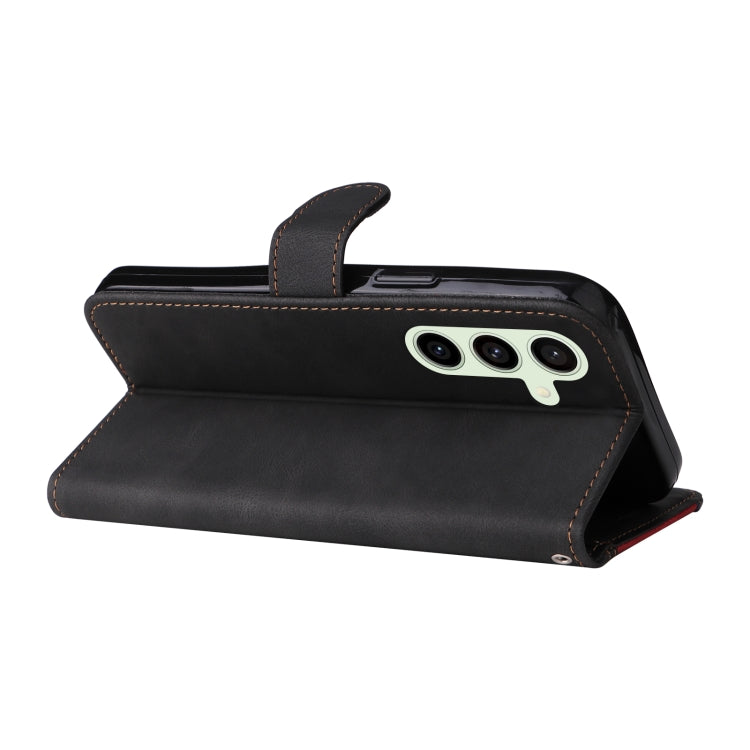 For Samsung Galaxy S24 FE 5G Three Color Splicing Leather Phone Case
