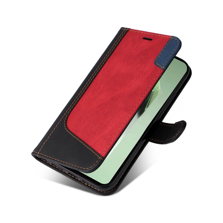 For Samsung Galaxy S24 FE 5G Three Color Splicing Leather Phone Case
