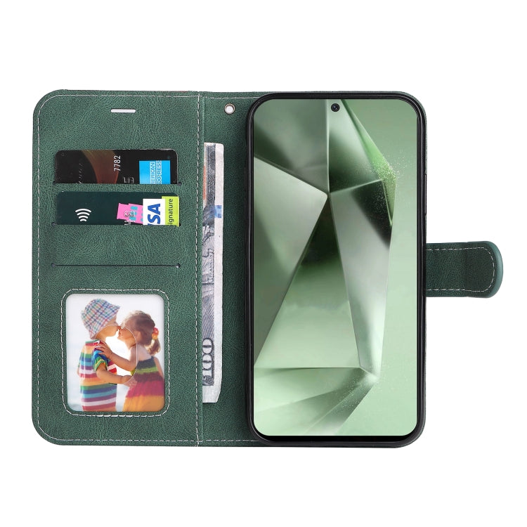 For Samsung Galaxy S24 FE 5G Three Color Splicing Leather Phone Case