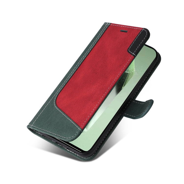 For Samsung Galaxy S24 FE 5G Three Color Splicing Leather Phone Case