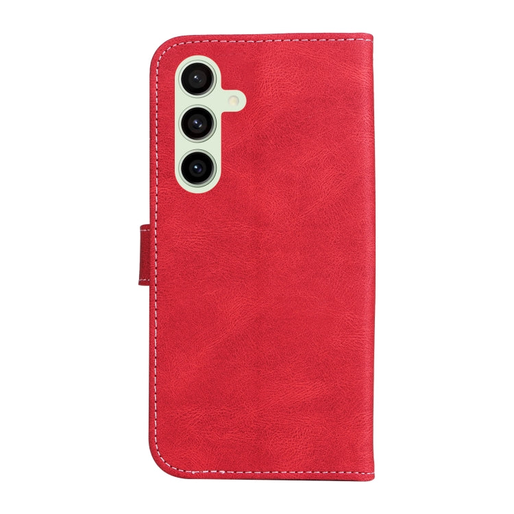 For Samsung Galaxy S24 FE 5G Three Color Splicing Leather Phone Case