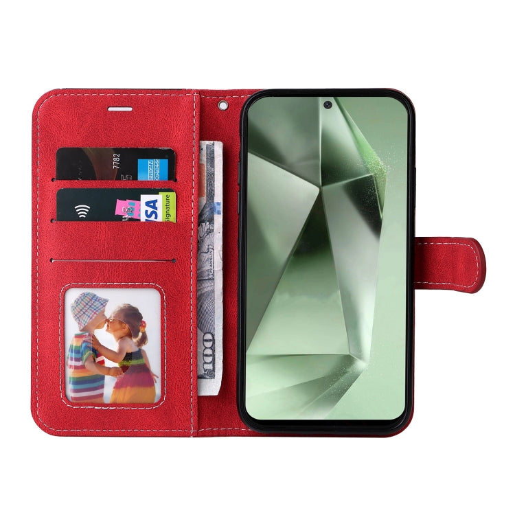 For Samsung Galaxy S24 FE 5G Three Color Splicing Leather Phone Case