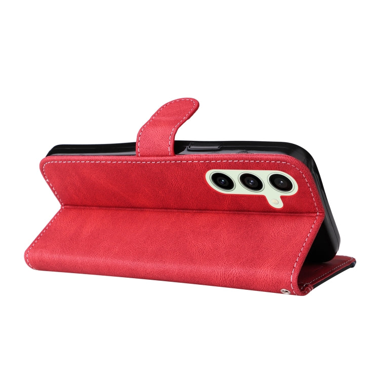 For Samsung Galaxy S24 FE 5G Three Color Splicing Leather Phone Case