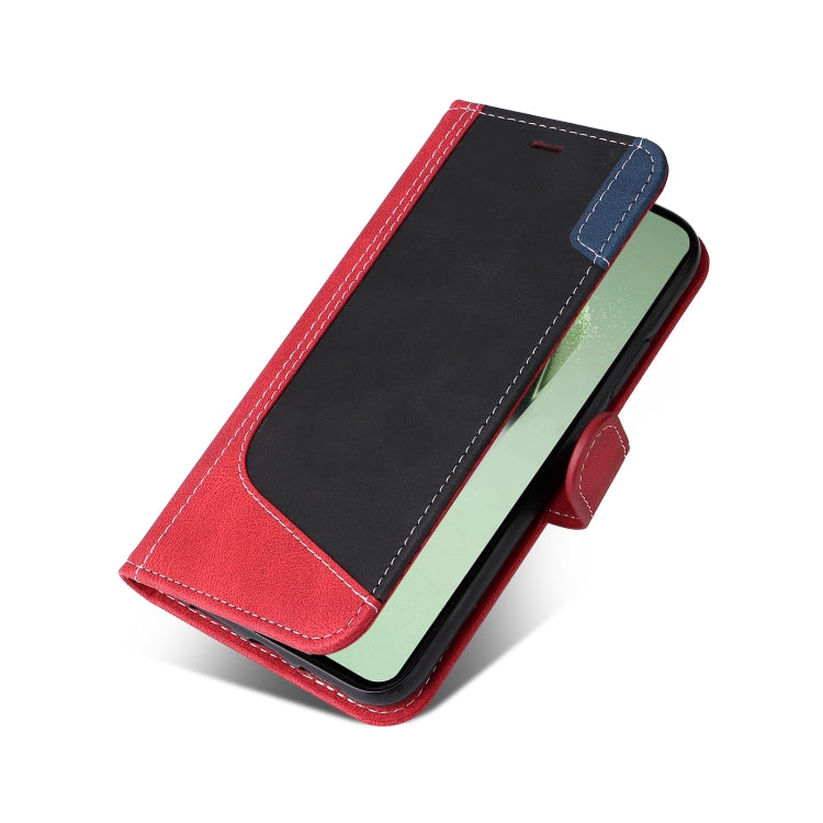 For Samsung Galaxy S24 FE 5G Three Color Splicing Leather Phone Case