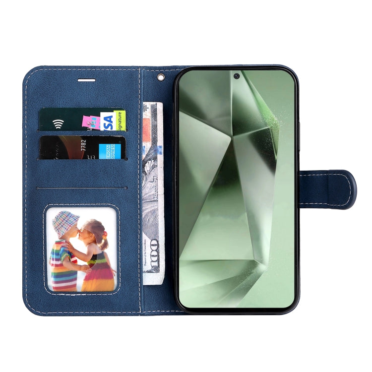 For Samsung Galaxy S24 FE 5G Three Color Splicing Leather Phone Case