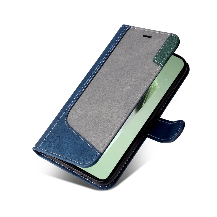 For Samsung Galaxy S24 FE 5G Three Color Splicing Leather Phone Case