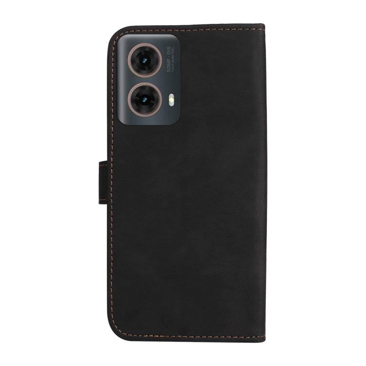 For Motorola Moto G85 Three Color Splicing Leather Phone Case